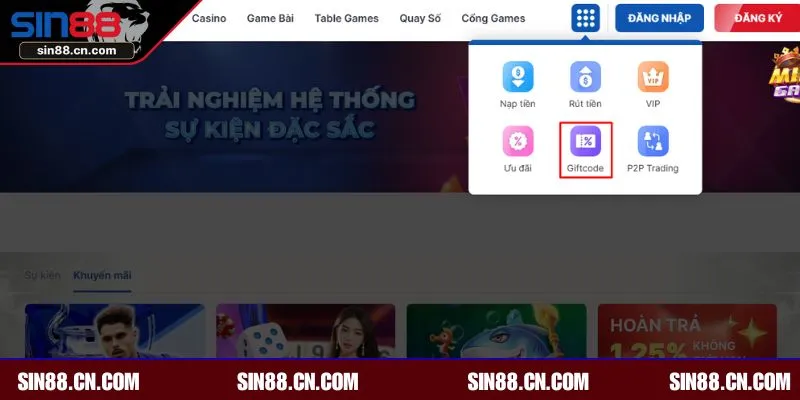 Cách nhận giftcode SIN88 chi tiết