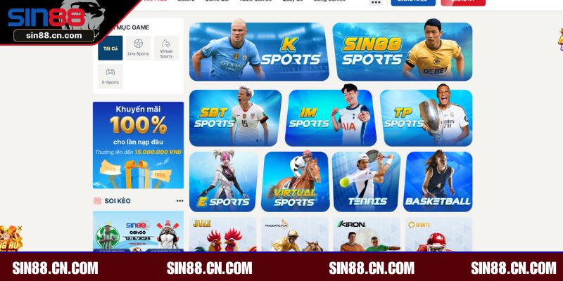 Trải nghiệm cá cược thể thao siêu đa dạng tại website SIN88